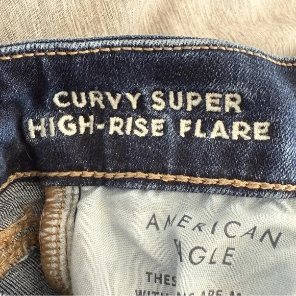 American Eagle Outfitters Women's Dark Wash Flare Jeans - Picture 10 of 10